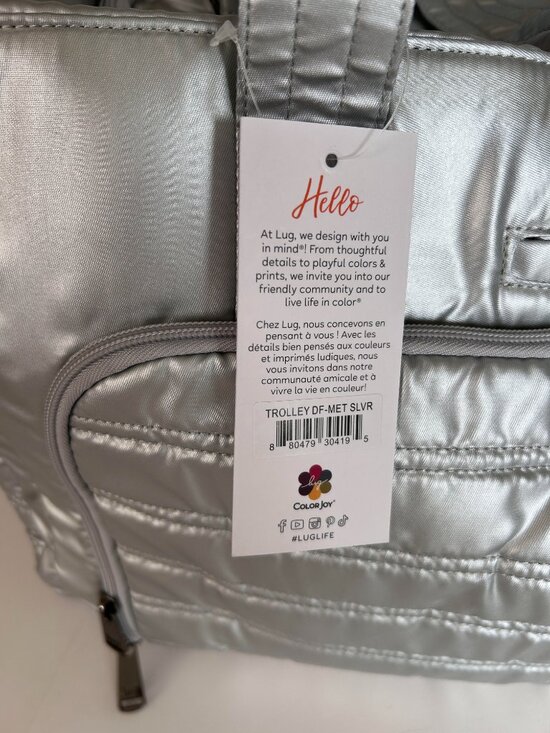 Lug Trolley Duffel Bag Metallic Silver Spacious Travel Bag - Picture 13 of 13